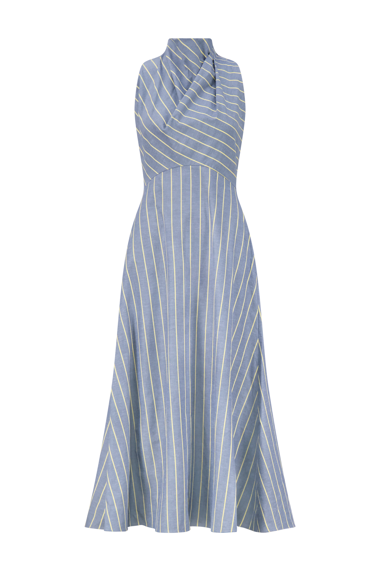 Striped Heathered Draped Halter Dress - The Lake Forest Shop