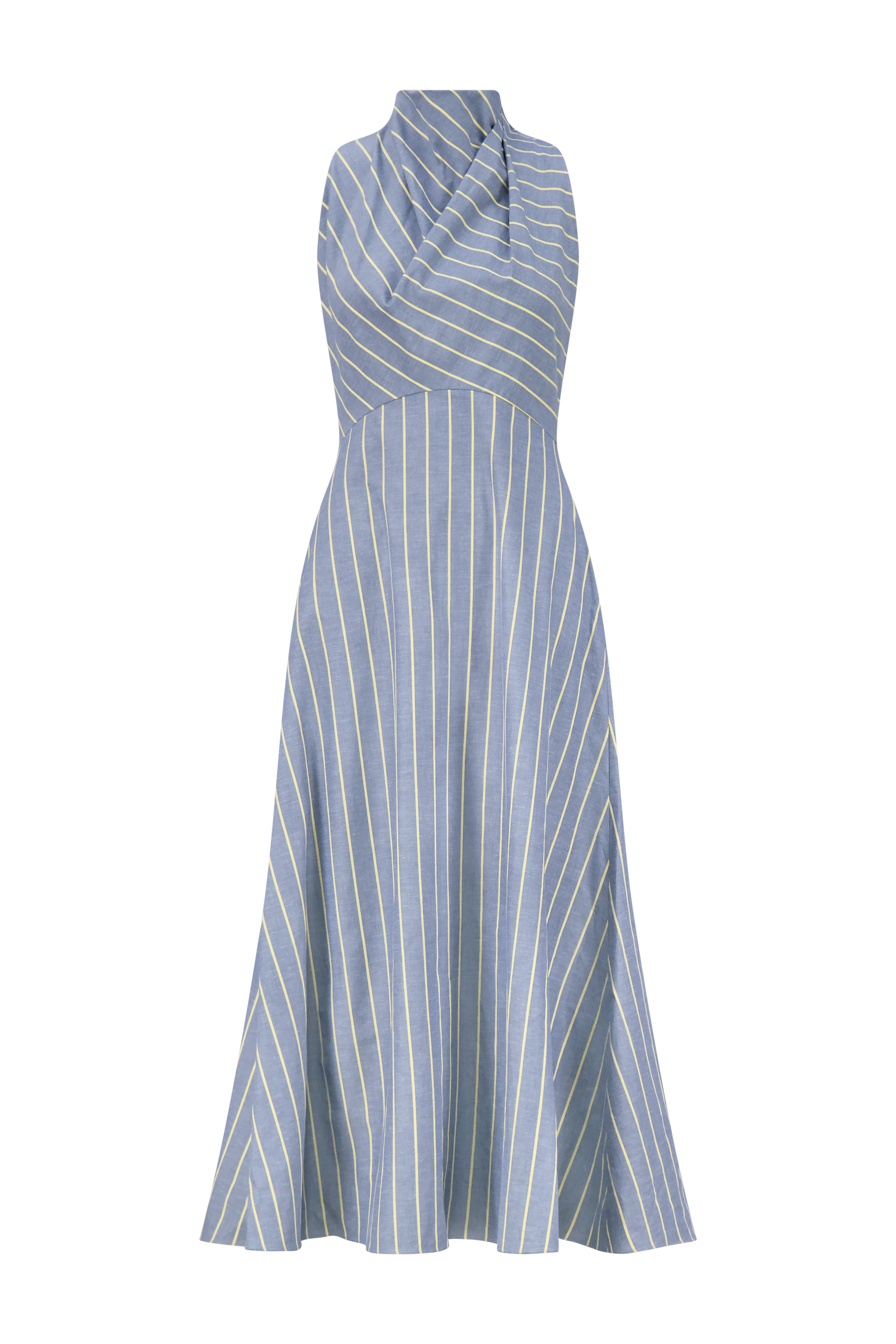Striped Heathered Draped Halter Dress - The Lake Forest Shop