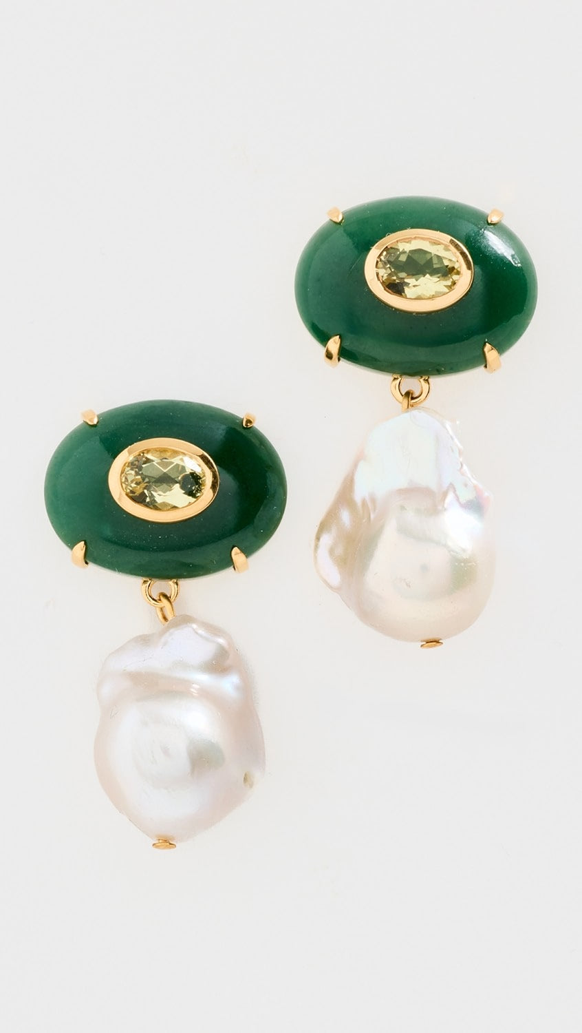 Plaza Pearl Earrings Jade