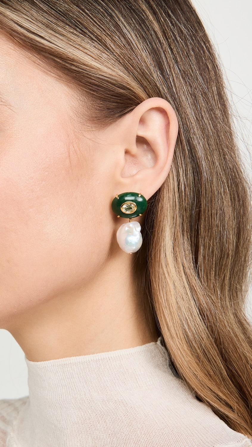 Plaza Pearl Earrings Jade