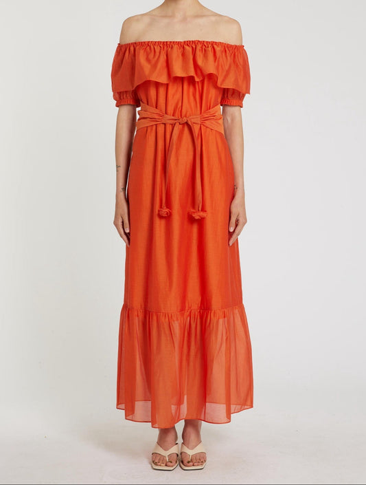 marella orange dress Silk mid-length dress
