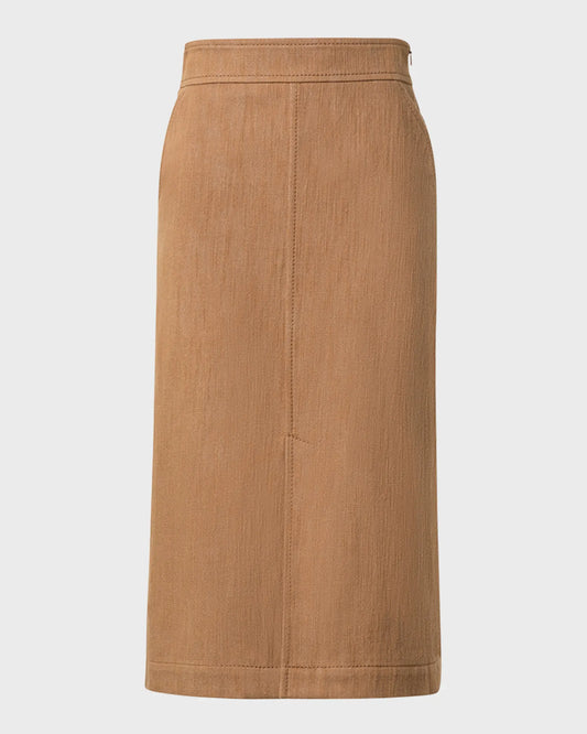 Akris punto Washed Denim A-Line Midi Skirt Caramel