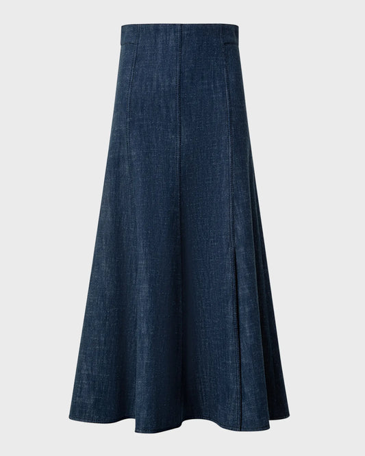 Akris punto Winter Denim Flared A-Line Midi Skirt