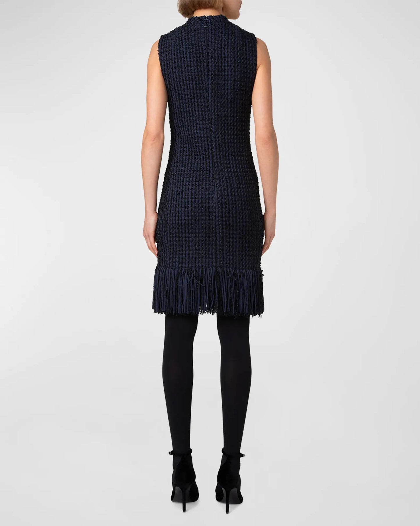 Akris Punto Fringed Tweed Sleeveless Dress