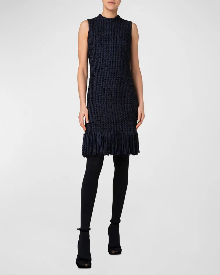 Akris Punto Fringed Tweed Sleeveless Dress