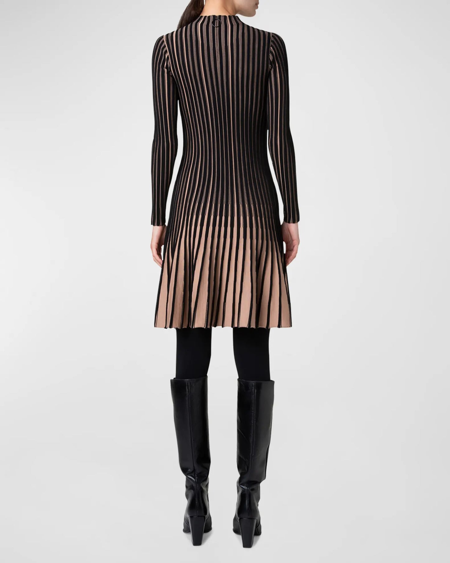 Akris Punto Ribbed Fit and Flare Dress Black/Caramel