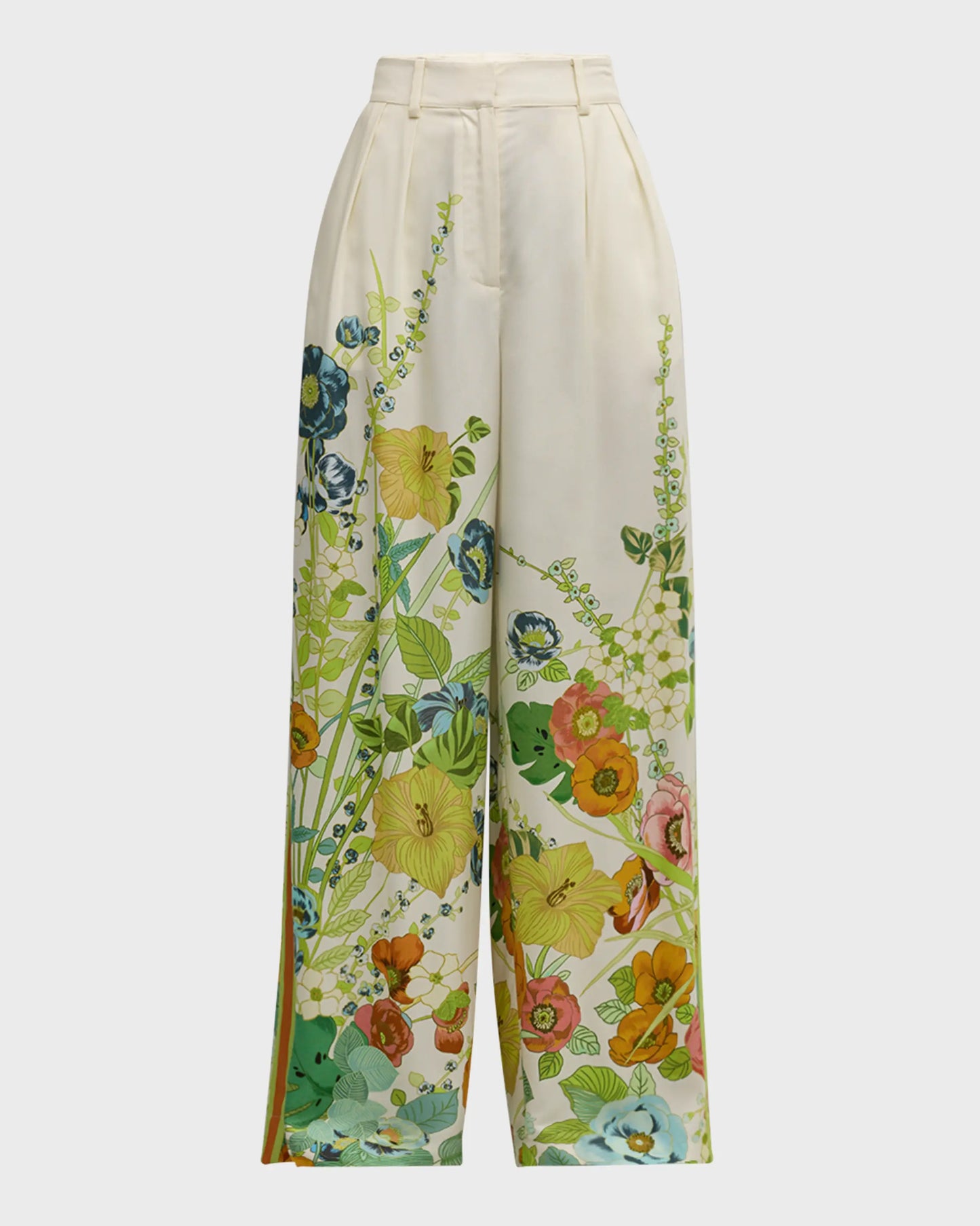 Constance Pleated Floral Wide-Leg Pants