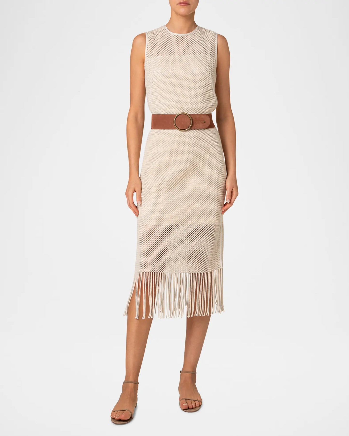 Sleeveless Fringe Midi Dress