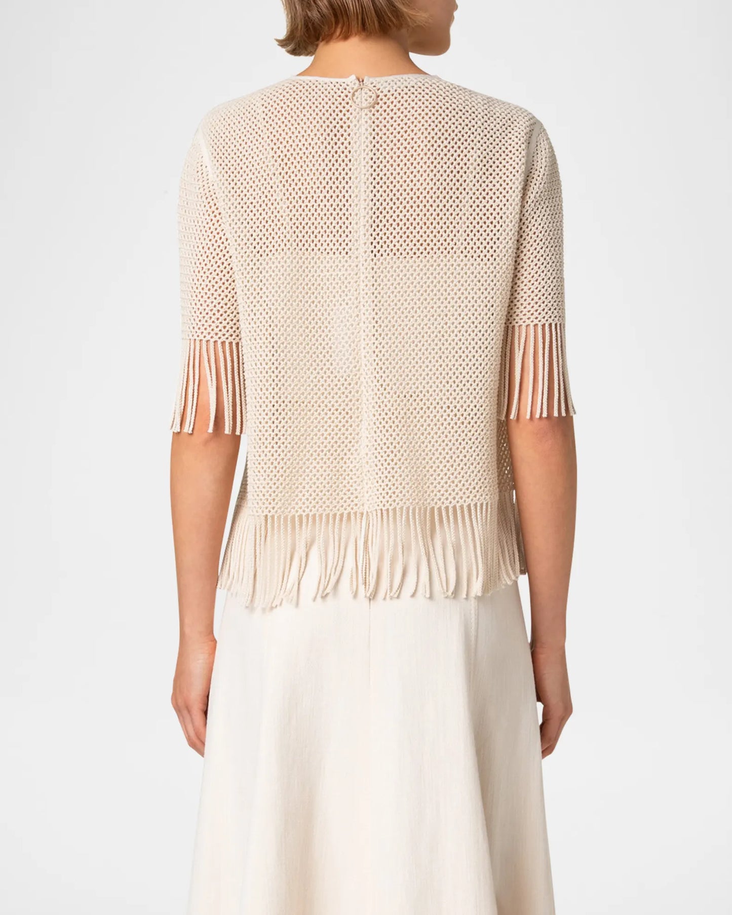 Fringed Cotton Mesh Top