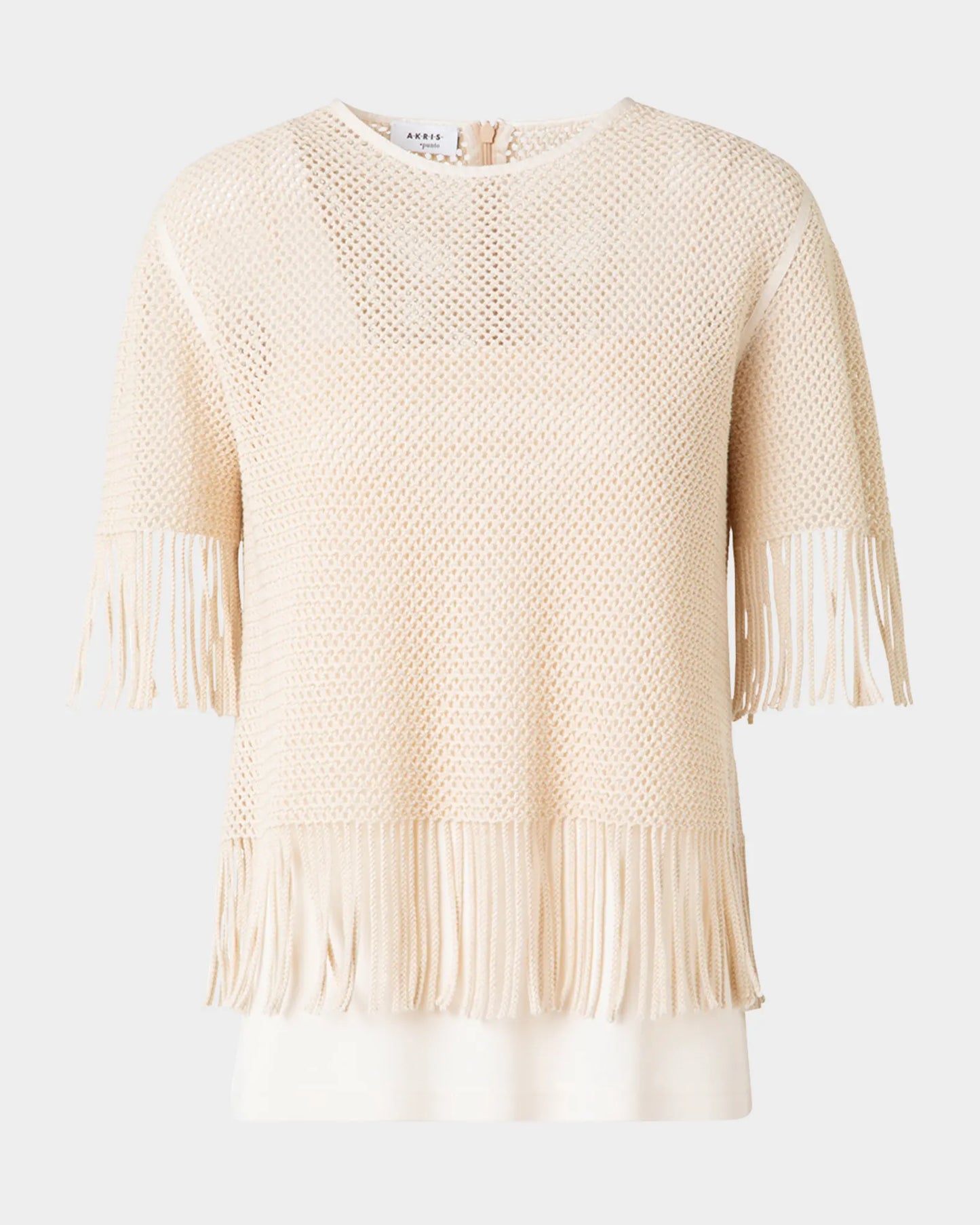 Fringed Cotton Mesh Top