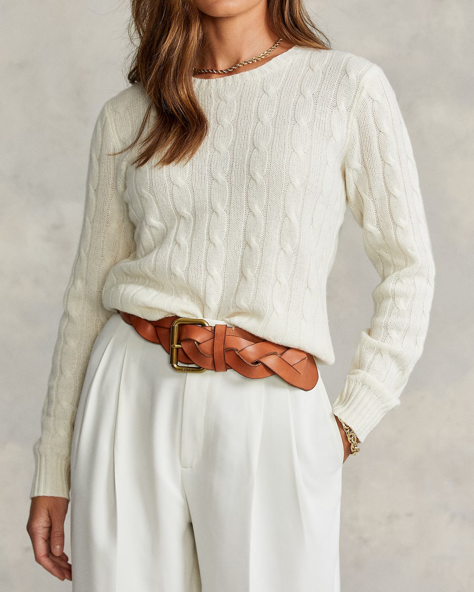 Cashmere Cable Crewneck Sweater - The Lake Forest Shop