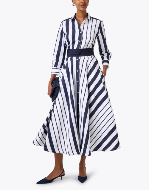 Caleigh Navy Striped Shirt Dress