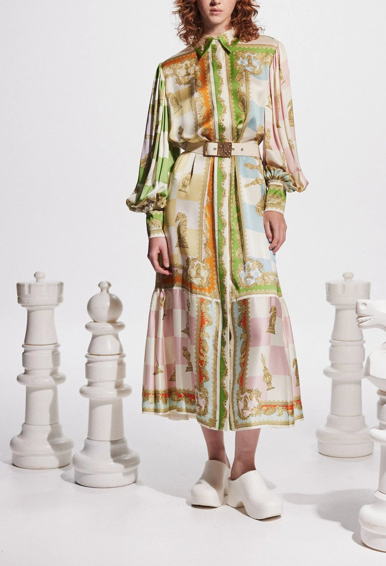 Checkmate Silk Shirtdress