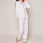 Petite Plume Pajama Set in White with Navy Piping