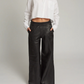 SPRWMN Black Leather Wide Leg Trousers