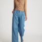 SPRWMN Leather Pleated Trousers in Chambray Blue