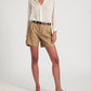 SPRWMN Khaki Leather Trouser Shorts