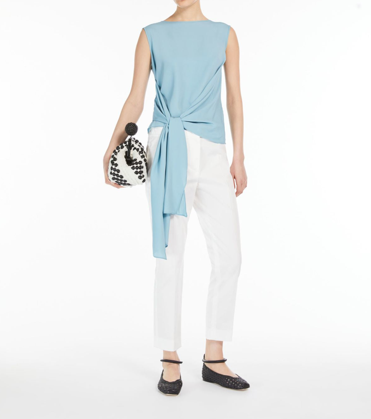 Max Mara Jersey and Crepe Top in Water