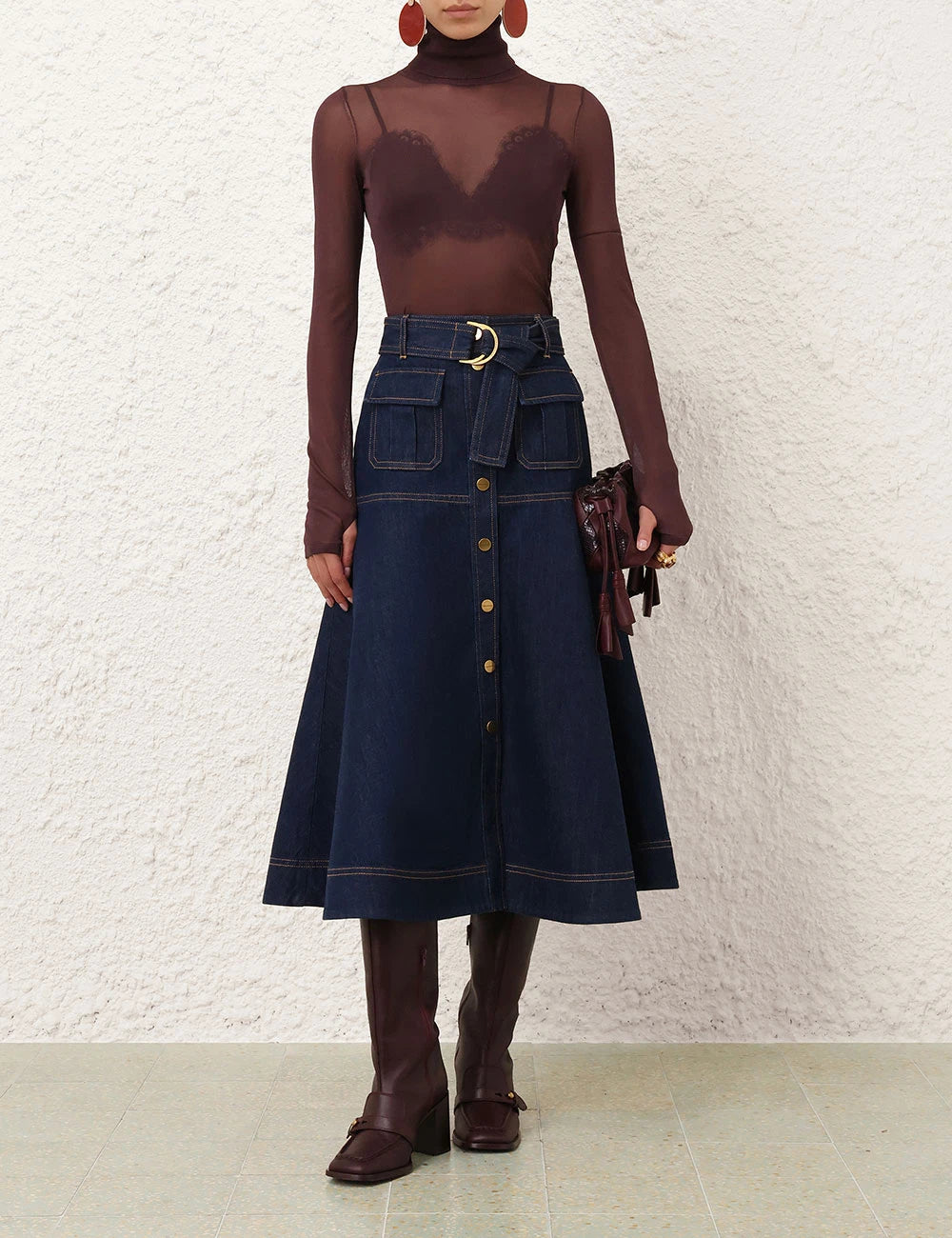 Denim Midi Skirt