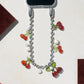 Cherry/Pearl Ball chain Wristlet