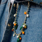 Orange/Pearl Ball chain Wristlet