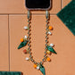 Orange/Pearl Ball chain Wristlet