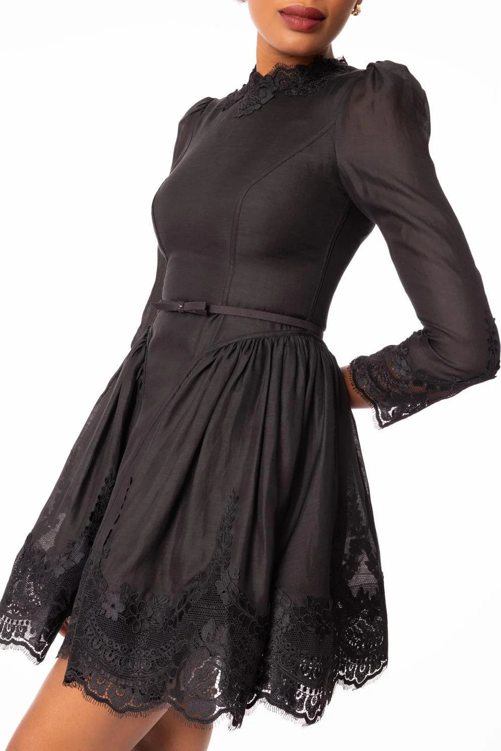 Hypnotic Lace Trim Mini Dress - The Lake Forest Shop